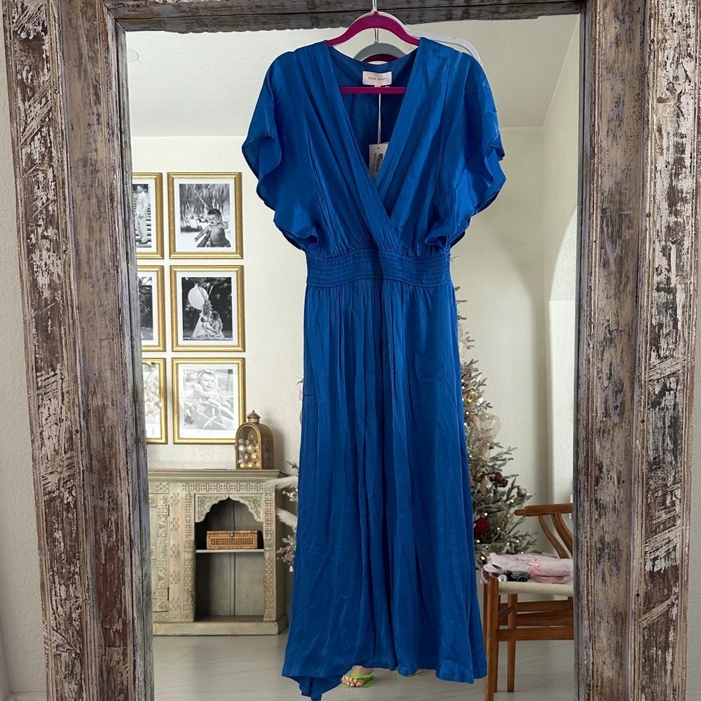 Dear John Sapphire Capri Blue Maxi Satin Dress